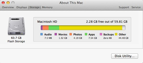 Mac sierra storage problem after installing apple